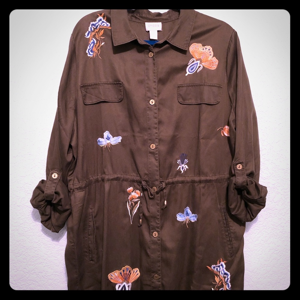 NWT Chico’s Playful Embroidered Anorak